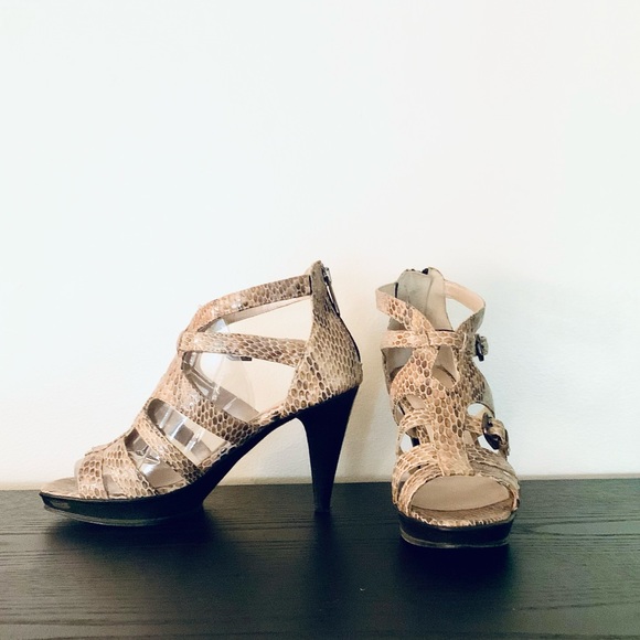 New Aquatalia Platform Cage Heel Sandals Snakeskin - Picture 2 of 8